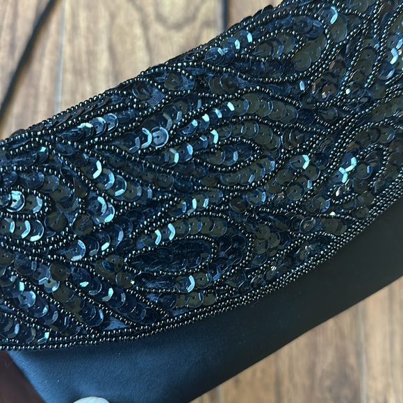 Vintage hard case sequin beaded purse crossbody shoulder bag small swinger 40s - Picture 10 of 10